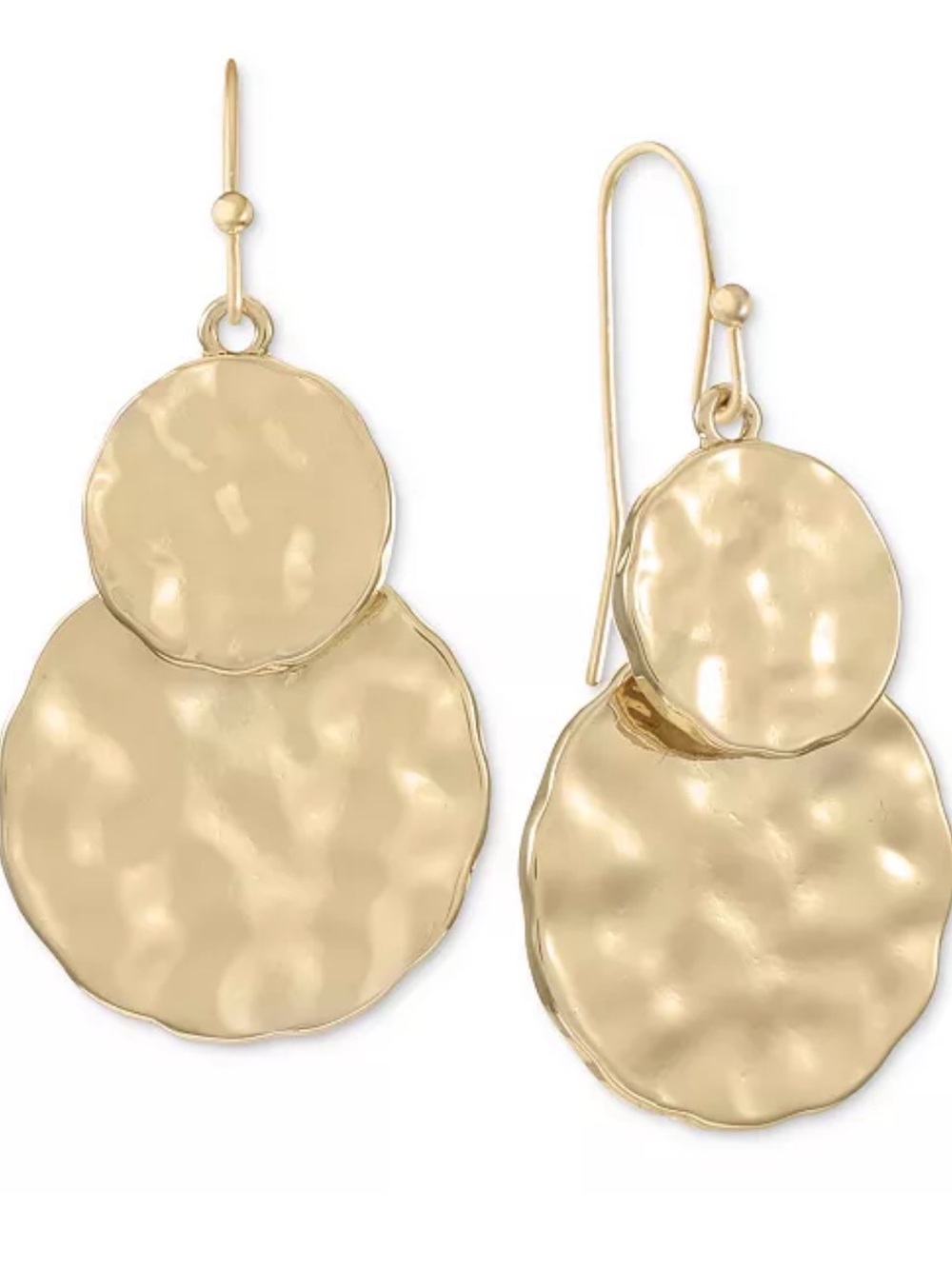 Style and Co. from Macys Gold-Tone Double Hammered Disc Drop Earrings